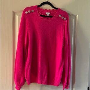 Crown & Ivy Bright Pink Sweater with Button Accents